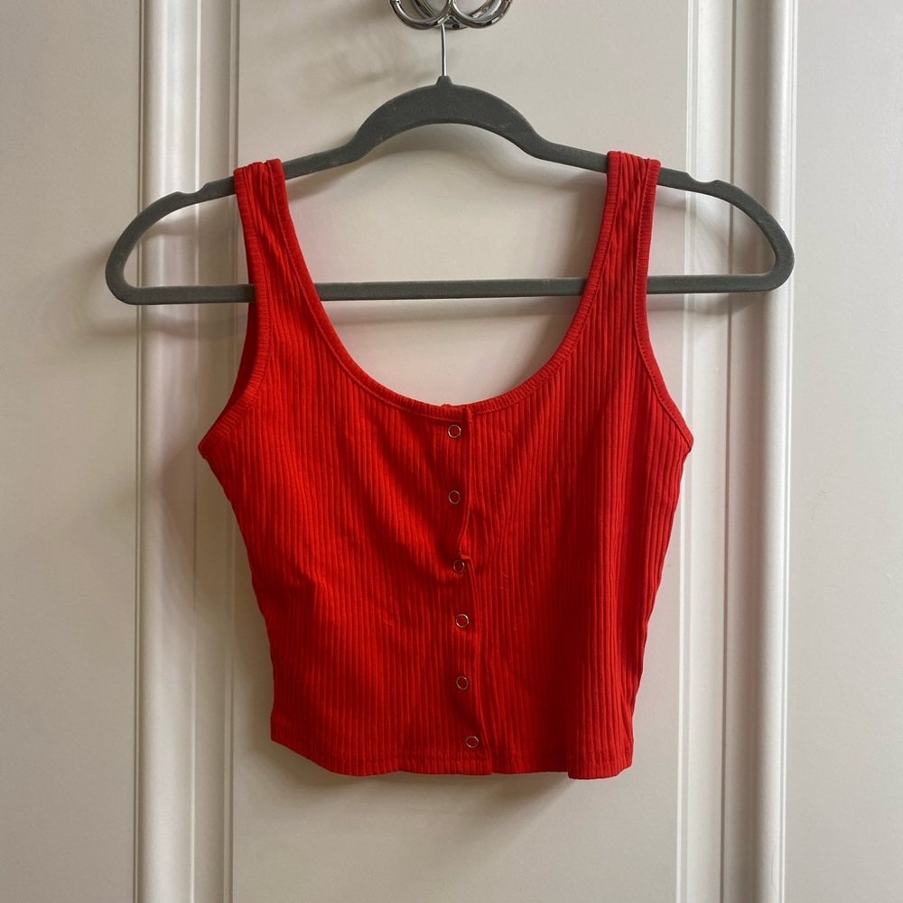 Red cropped tank top